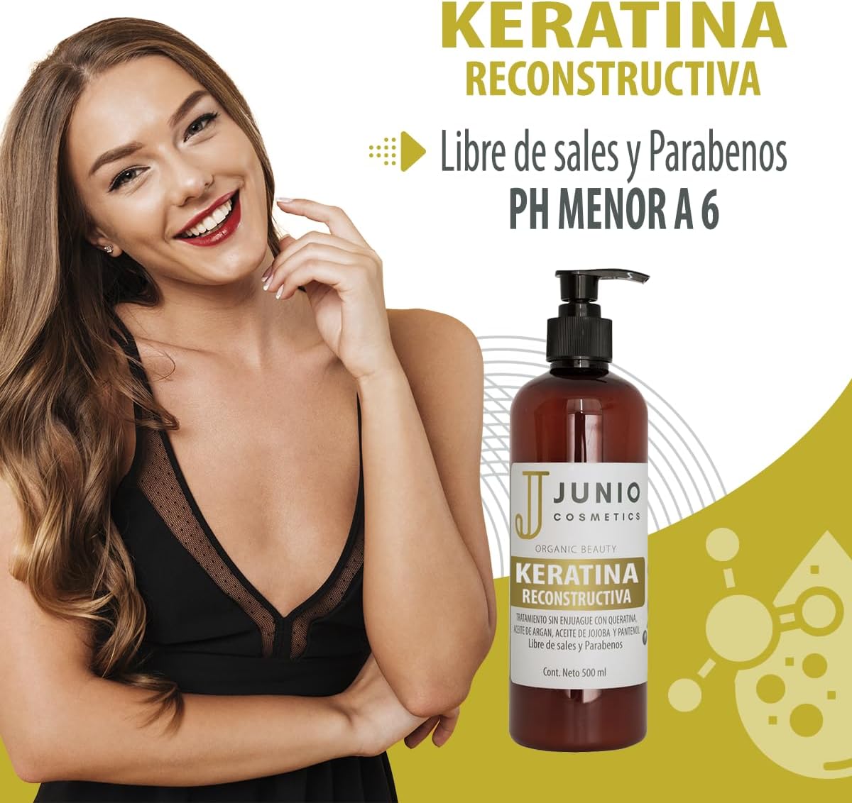 Tratamiento para el cabello maltratado keratina para el cabello keratina reconstructiva con aceite de argan, aceite de jojoba y pantenol sin enjuague 500ML hidratación profunda reparación intensiva