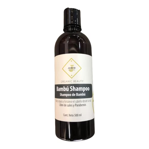 SHAMPOO DE BAMBÚ SIN SALES NI PARABENOS 500ML, DA FUERZA Y VITALIDAD AL CABELLO JUNIO COSMETICS